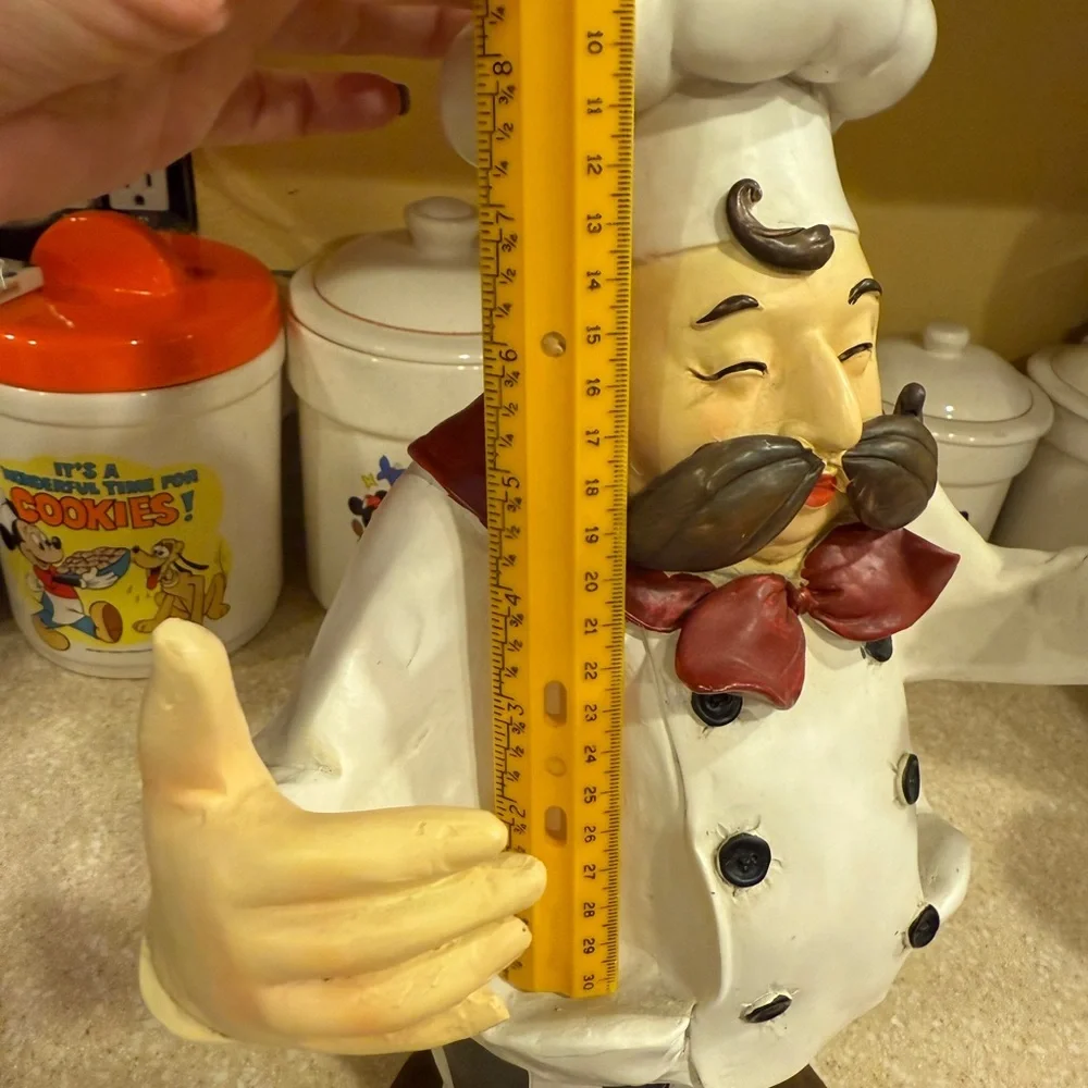 Vintage Polystone Kitchen Chef Wine Bottle Holder with Black and White Outfit